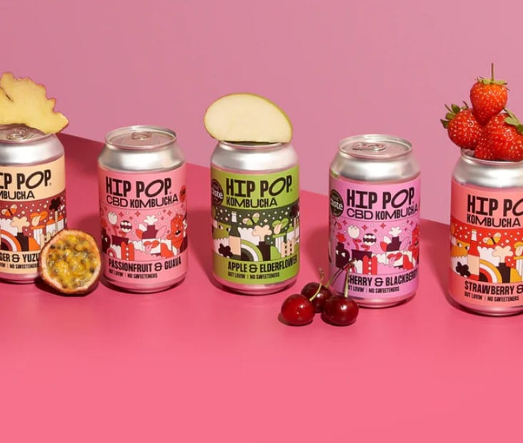 five cans of hip hop soda flavours