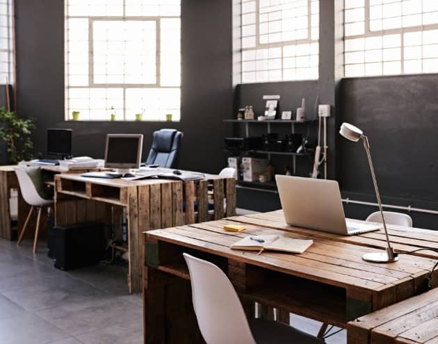 Office space with three desks